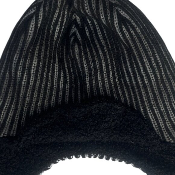 All In Motion Striped Sherpa Lined Trapper Hat Black OS Warm Lined - Picture 3 of 9